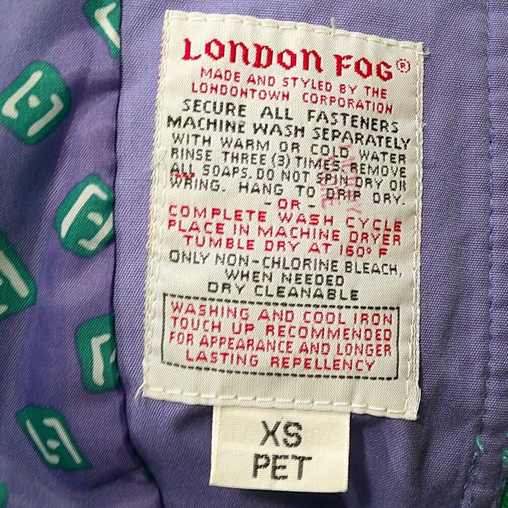 Womans Vintage 90's London Fog Windbreaker Rain Jacket Petite XS Teal Jacket - Picture 3 of 8